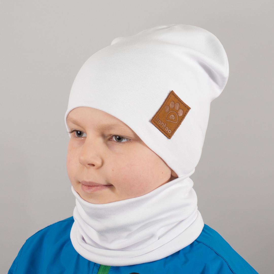 Детская шапка с хомутом Kahta "Лапка" р. 52-56 Белый (OC-559)