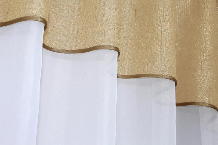 Тюль арка на кухню шифон/батист 270х170 см Белный/Золотистый (036к) - фото 5