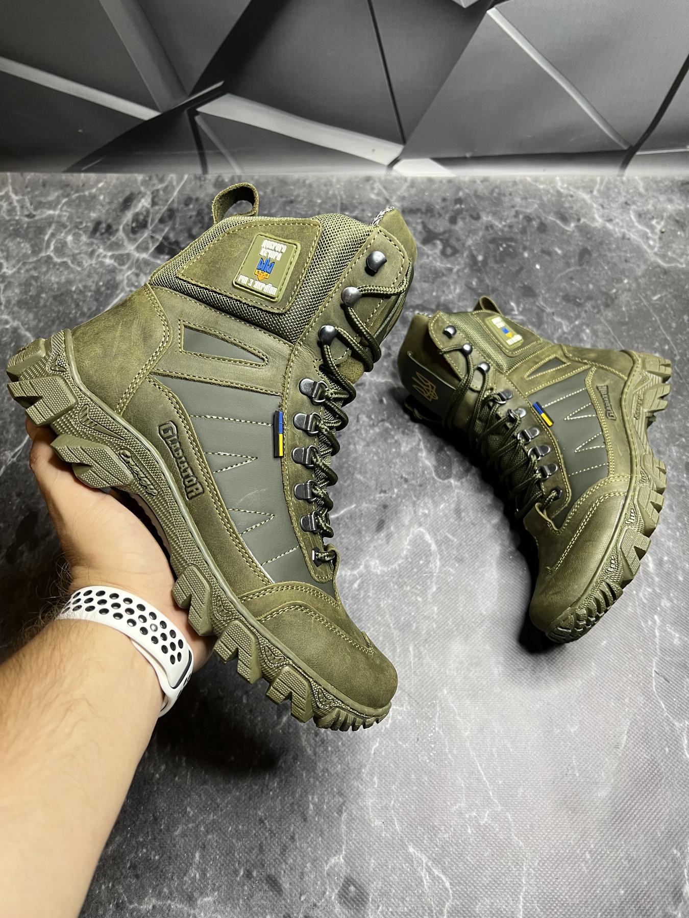 Берці чоловічі із натурального нубука демісезонні р. 45 Хакі - фото 5