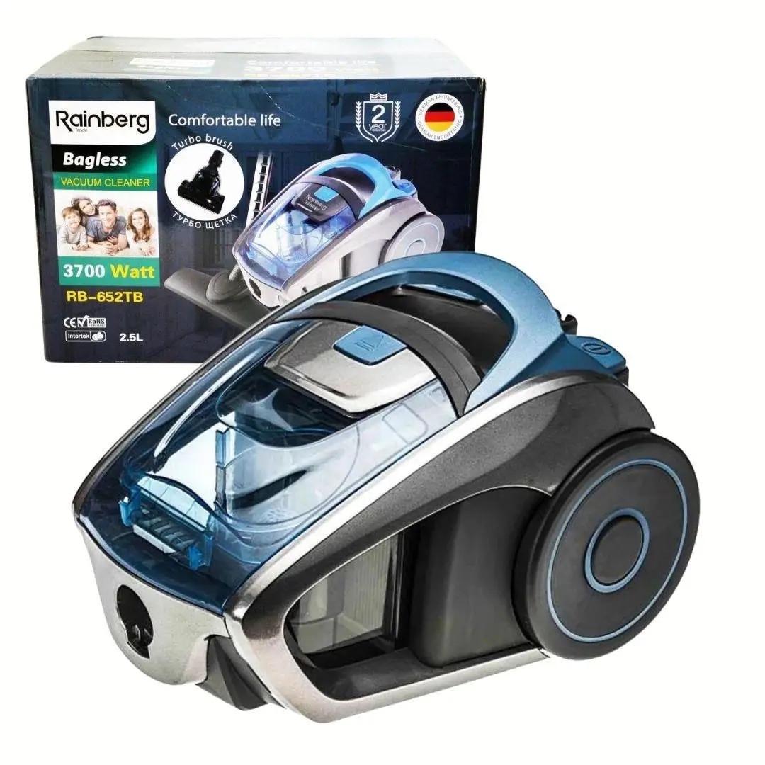Пылесос Rainberg для сухой чистки с турбощеткой 2,5 л /3700 Вт Голубо-черный (RB-652TB) - фото 7 Пылесос Rainberg для сухой чистки с турбощеткой 2,5 л /3700 Вт Голубо-черный (RB-652TB) - фото 7