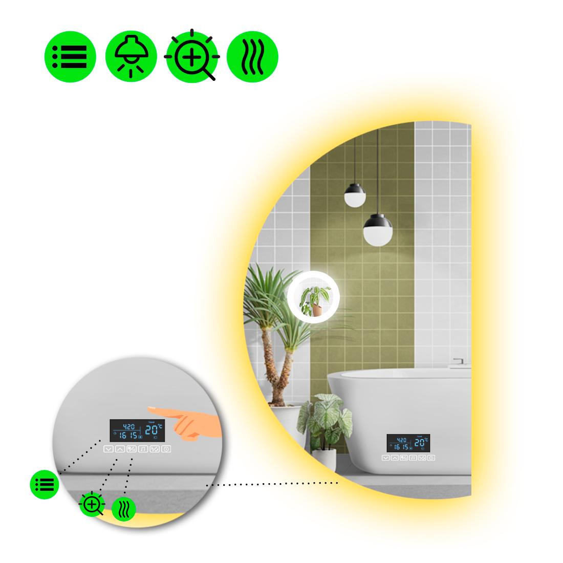 Зеркало с LED подсветкой Parette 2 с Smart-блоком/линзой с подсветкой и подогревом 120x60 см (8994594)