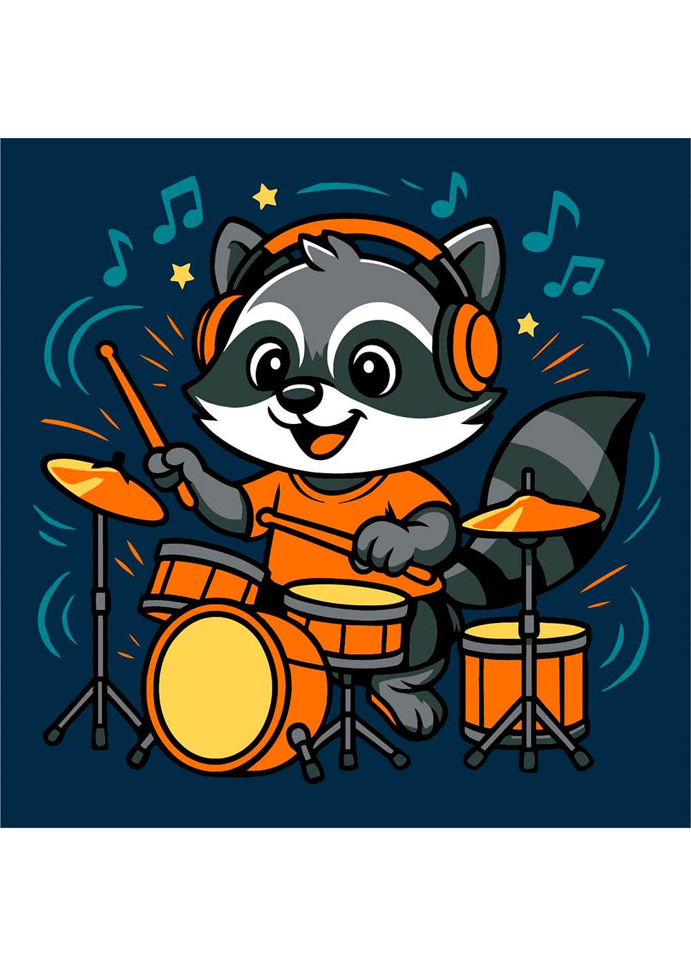 Картина по номерам Ideyka Енот с барабанами 25х25 см (KHO1310)