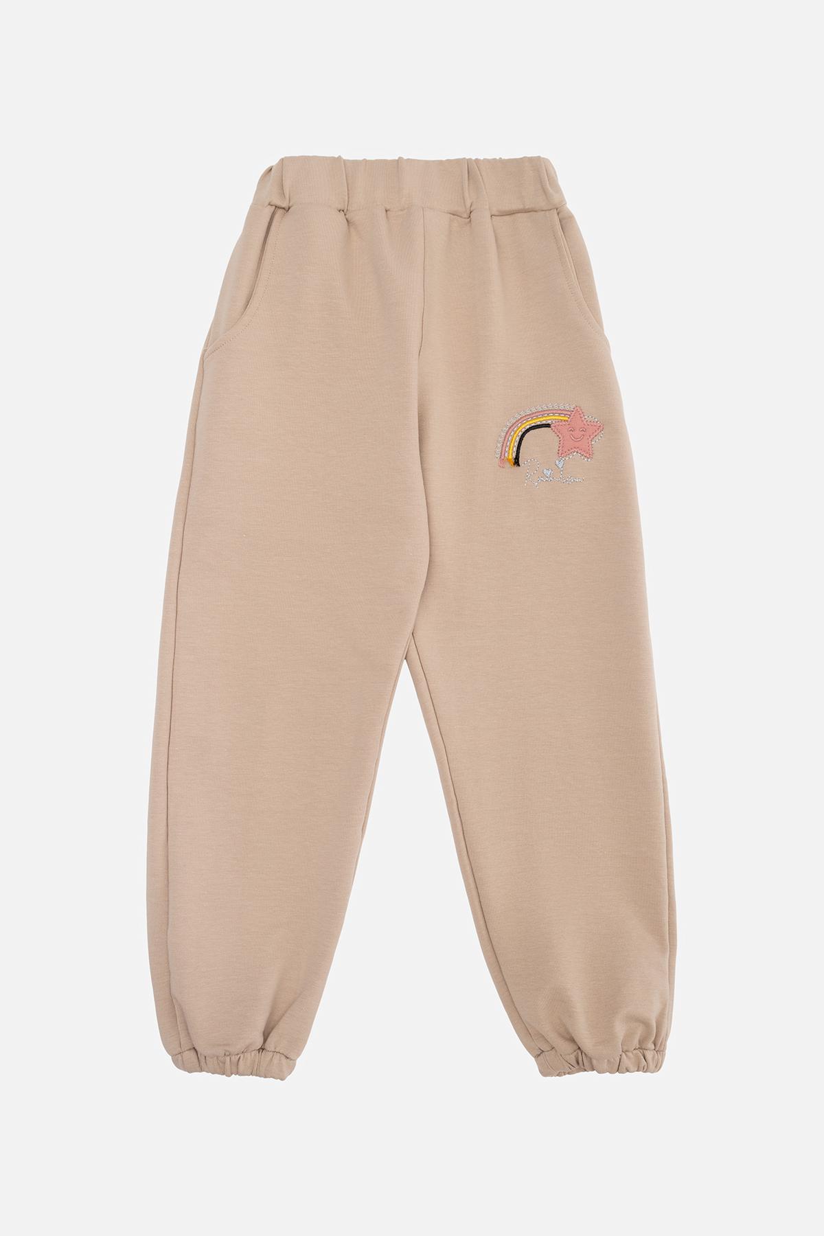 Брюки спортивные для девочки 98 Бежевый (SKT000966078)