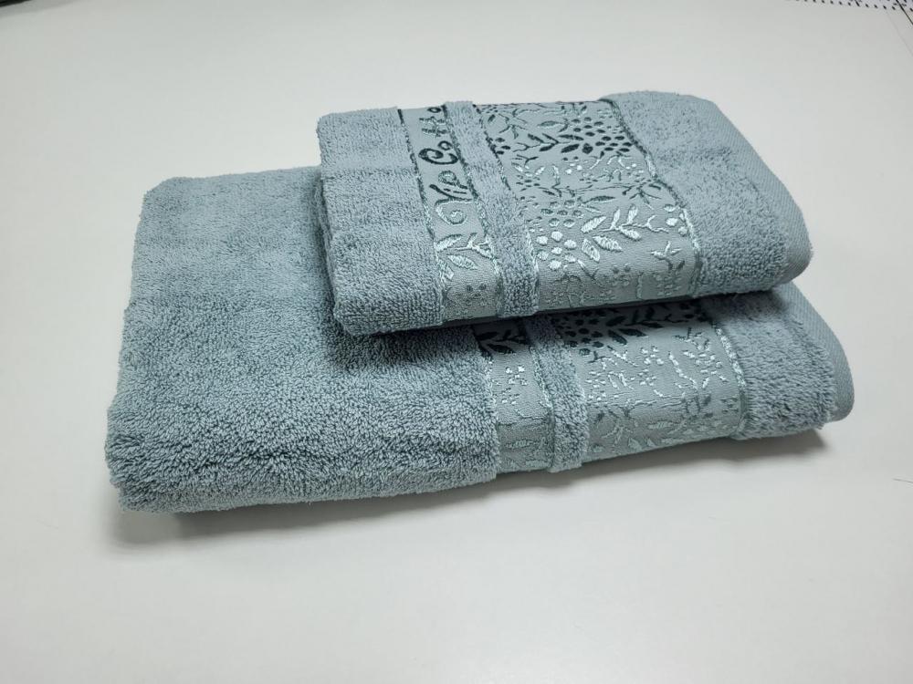 Набір махрових рушників для ванної VIP COTTON ROWAN 70x140/50x90 см 2 шт. Ментоловий (13012) - фото 2