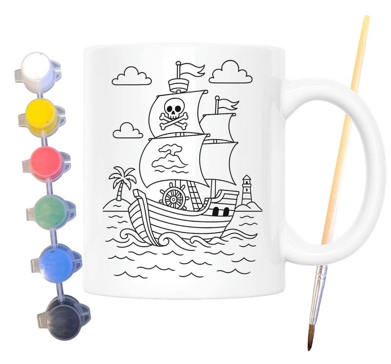 Набор для творчества кружка раскраска Пиратский корабль 330 мл Белый (КР0146)