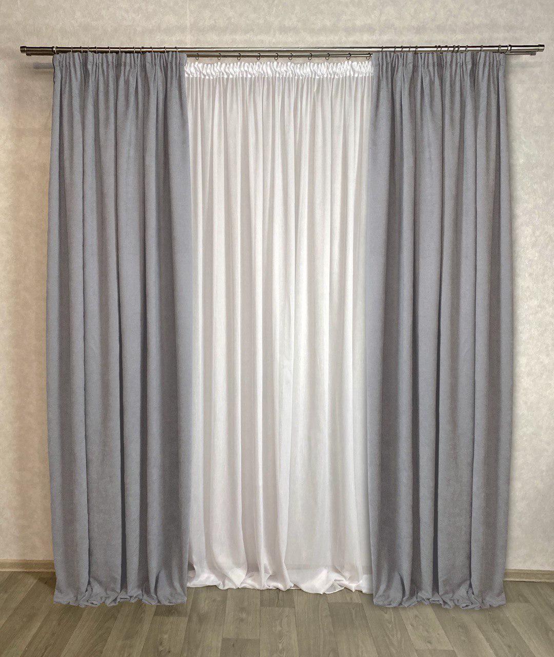 Комплект штор Diamond мікровелюр 200х280 см 2 шт. Сірий - фото 1 Комплект штор Diamond мікровелюр 200х280 см 2 шт. Сірий - фото 1