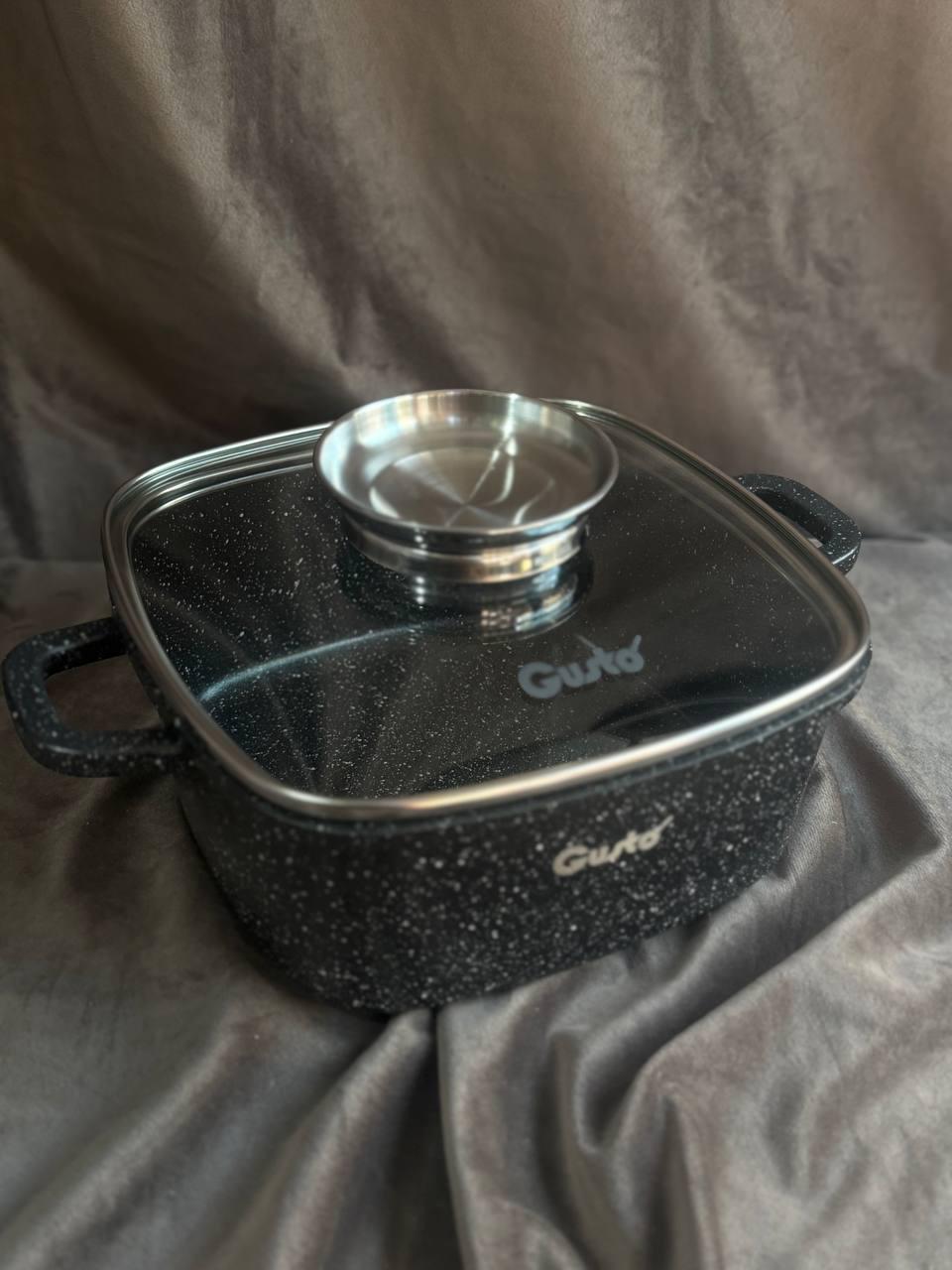 Каструля Gusto GT-2504-22 з антипригарним покриттям MARBLE 22x9,5 cм 3,5л Чорний (GT-2504-22)