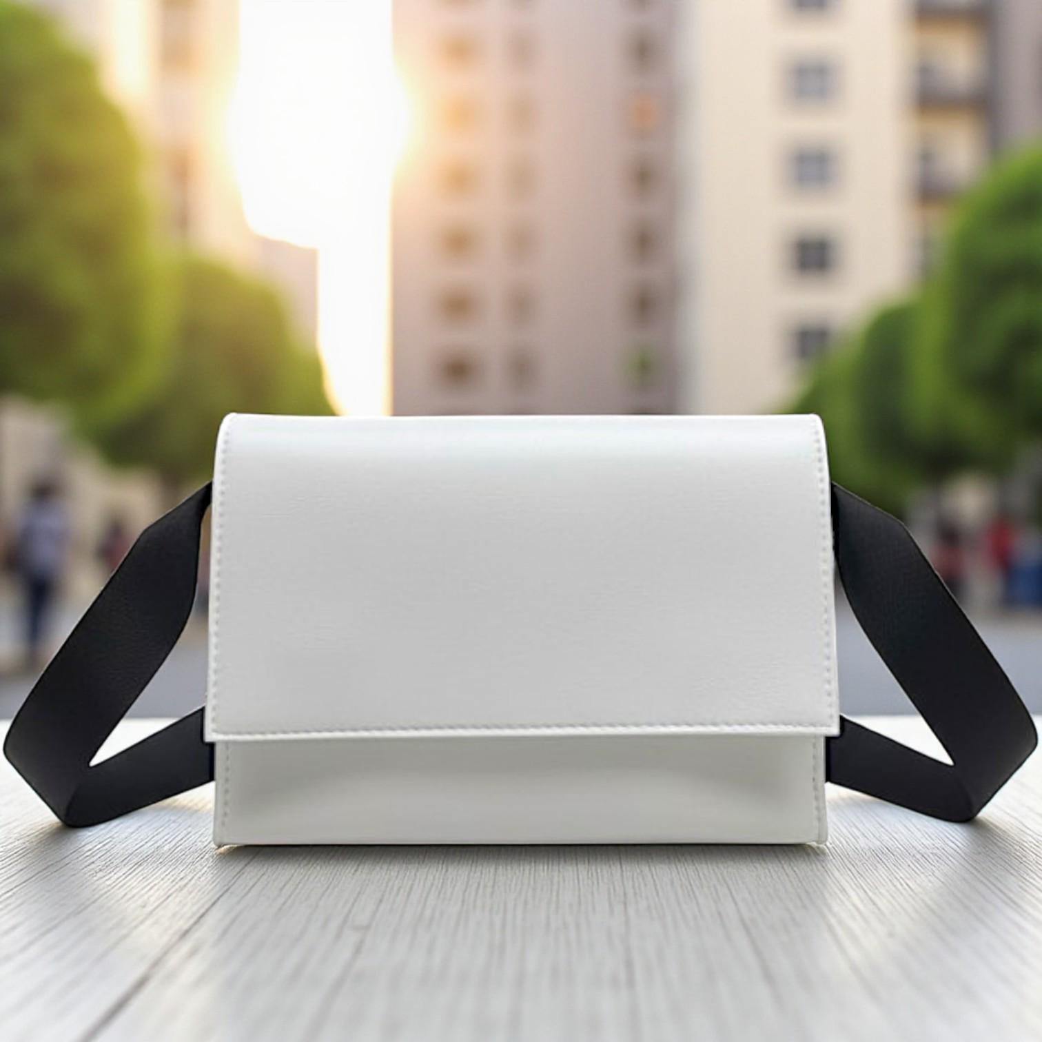 Женский клатч сумка кросс боди через плечо на широком ремне кожаная экокожа Белый Женский клатч сумка кросс боди через плечо на широком ремне кожаная экокожа Белый