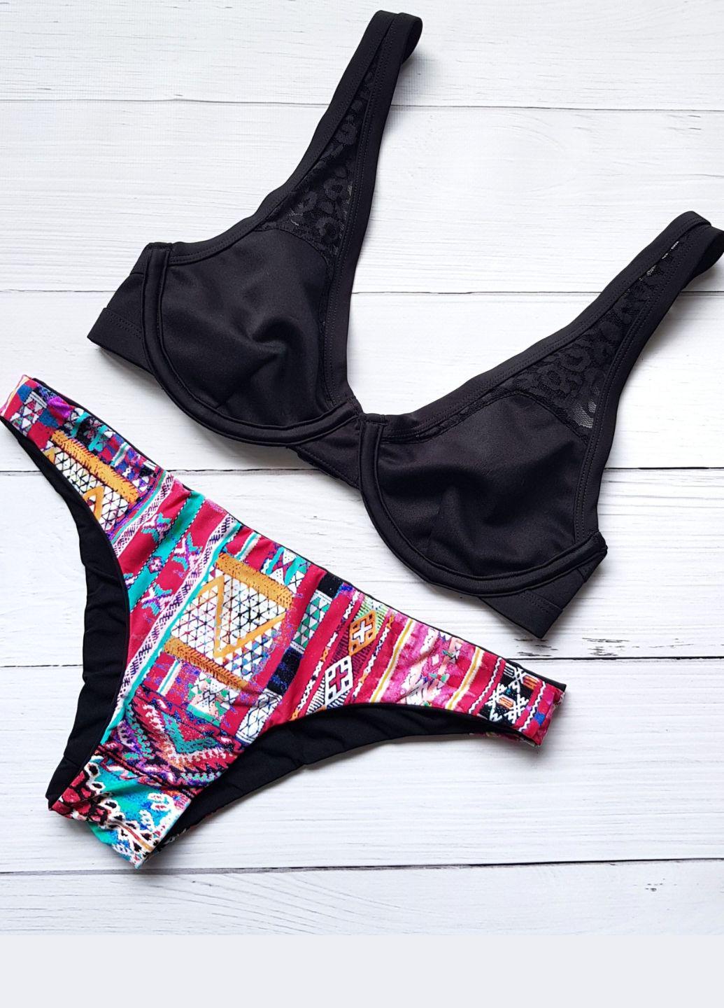 Купальник женский раздельный с трусиками в геометрический принт Seafolly 8617 S/42 Черный (38076871)