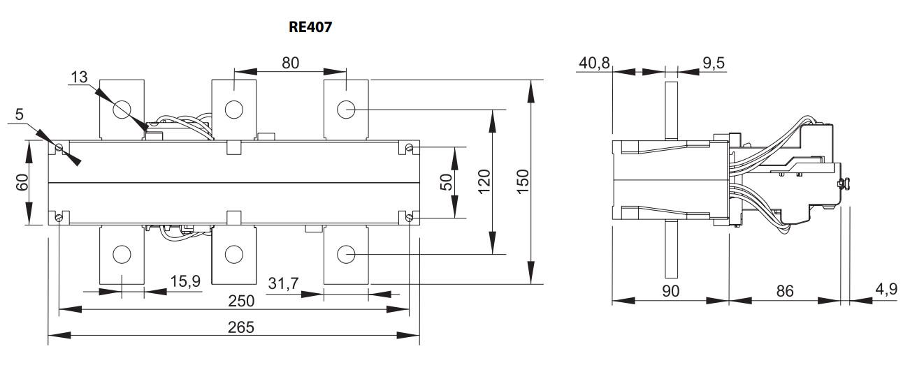 Реле тепловое ETI RE407D-600 400-600 А для CEM450E (4656313) - фото 2