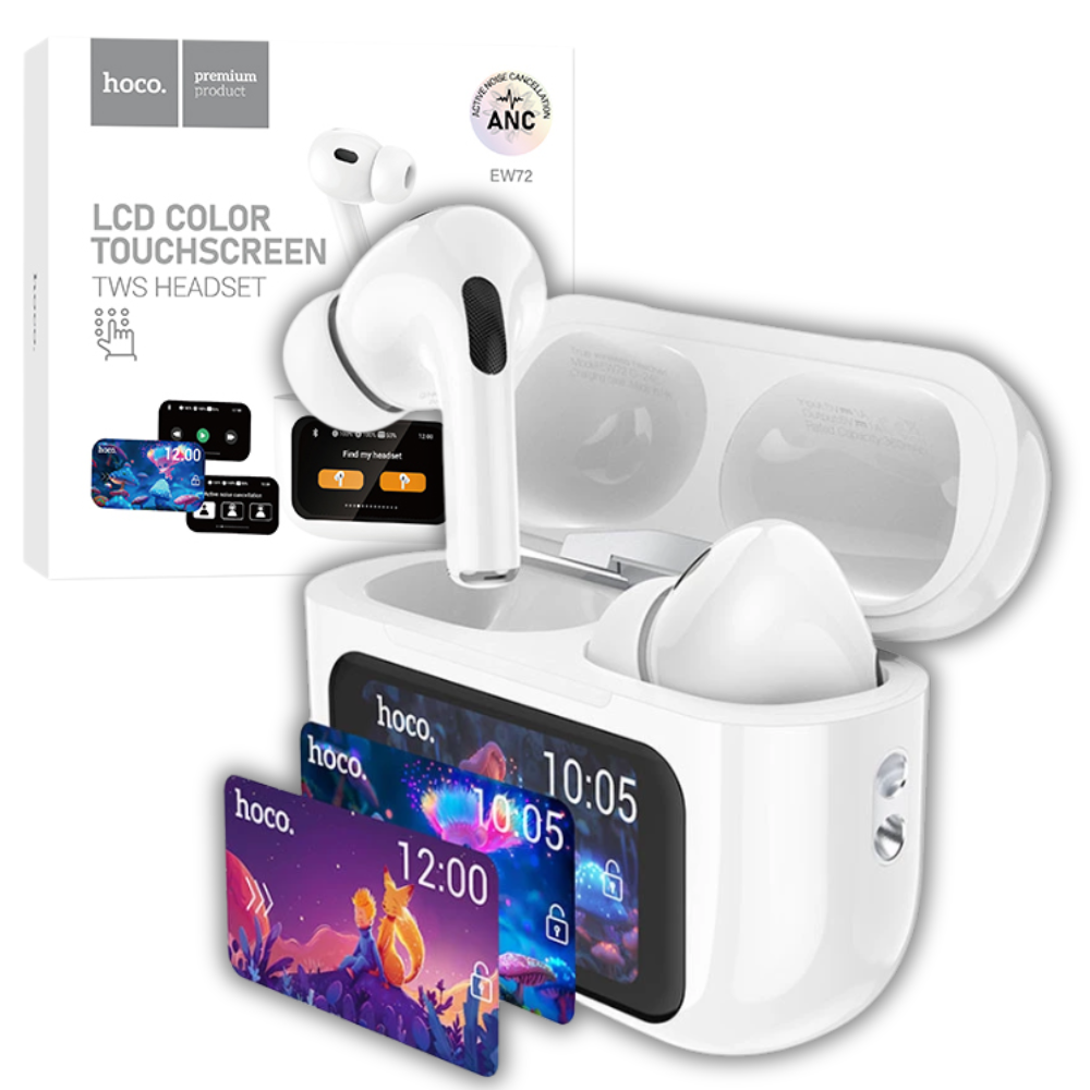 Навушники бездротові вакуумні Hoco Bluetooth 5.4 TWS з дисплеєм сенсорним та зарядним кейсом Білий (EW72) - фото 16