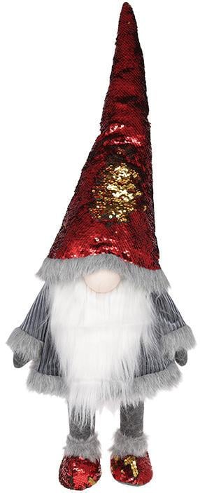 Игрушка мягкая Гномик Grey 30х21х81 см Красный в пайетках