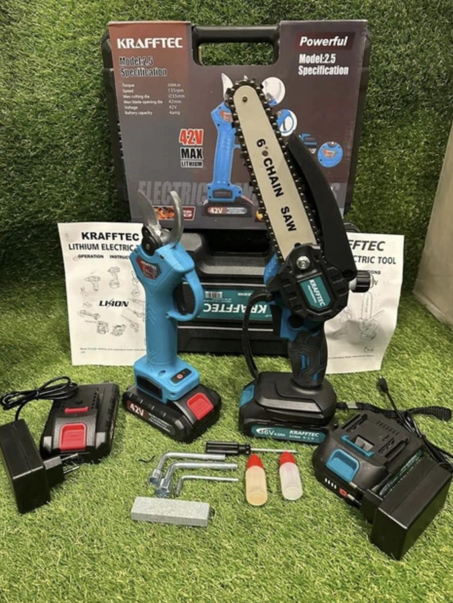 Набір акумуляторних інструментів KRAFFTEC DCM Set 36V секатор DCMPP550P1/пила DCM160N 2в1 Li-ion (54567) Набір акумуляторних інструментів KRAFFTEC DCM Set 36V секатор DCMPP550P1/пила DCM160N 2в1 Li-ion (54567)
