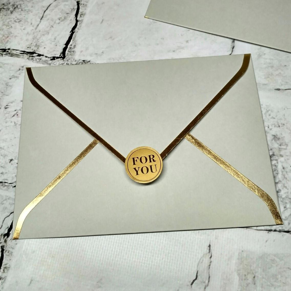 Конверт бумажный Премиум Gold 12,5х17,4 см Светло-серый (MR-1462-2)