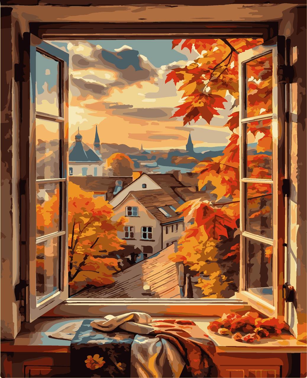 Картини за номерами Artissimo PN0142 Осінь за вікном полотно на підрамнику 40x50 см (2773390183)