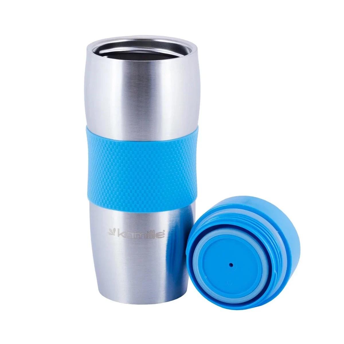 Термокружка Kamille 2053R из нержавеющей стали 380 мл Голубой - фото 2 Термокружка Kamille 2053R из нержавеющей стали 380 мл Голубой - фото 2