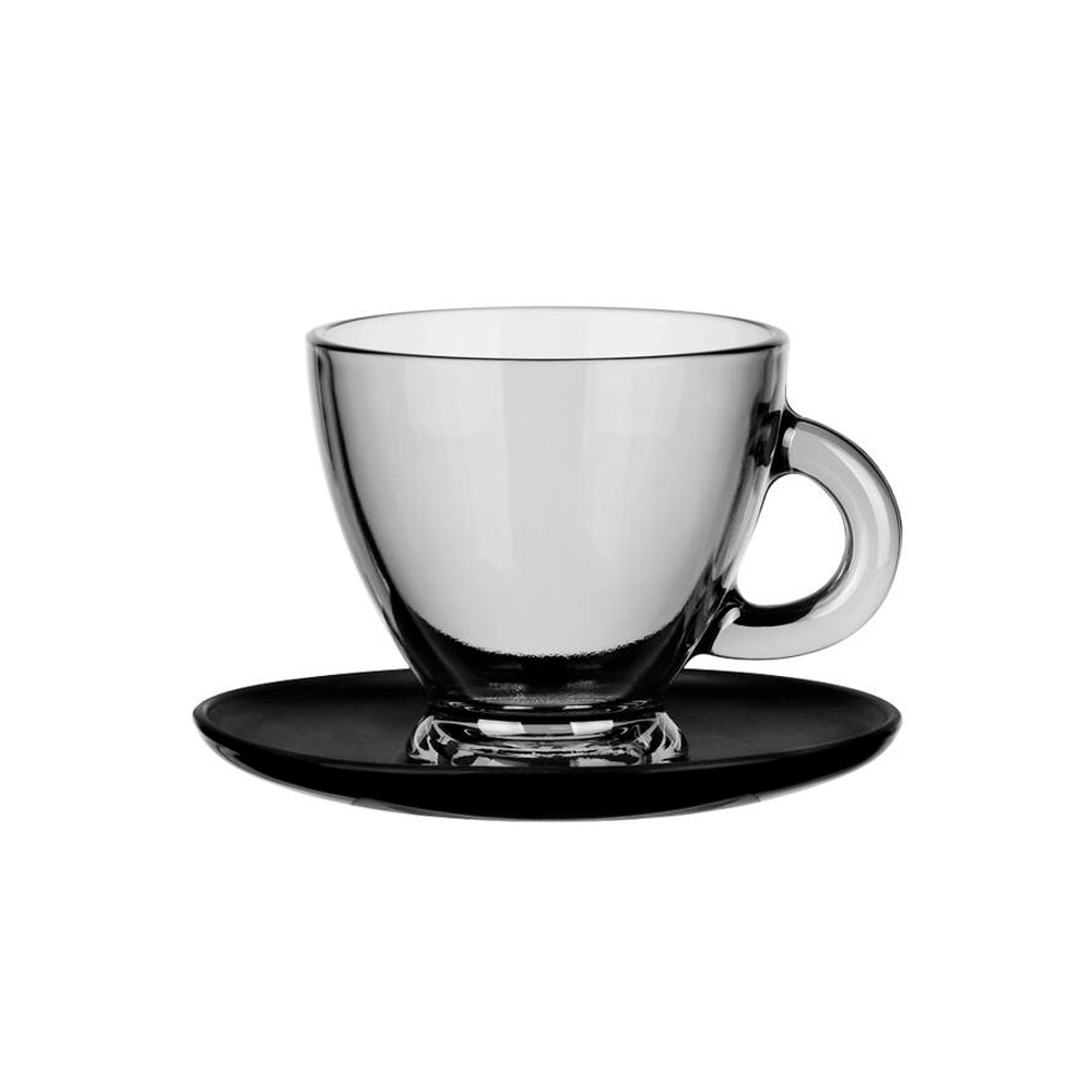 Чашка с блюдцем Midnight стеклянная полупрозрачная 230 мл (GL-7163)