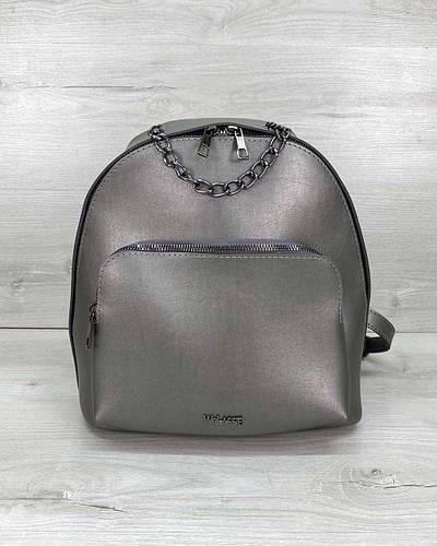 Женская сумка-рюкзак Welassie Андрес на два отделения из экокожи Металлик (1780855557)