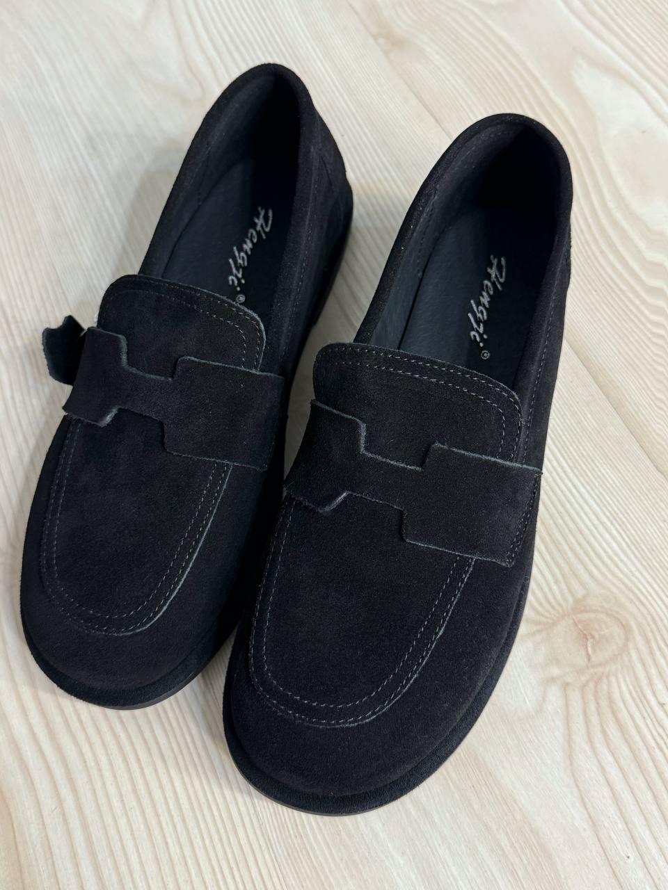 Туфли женские Hengji 560-1 лоферы замшевые р. 37 Черный (5077)