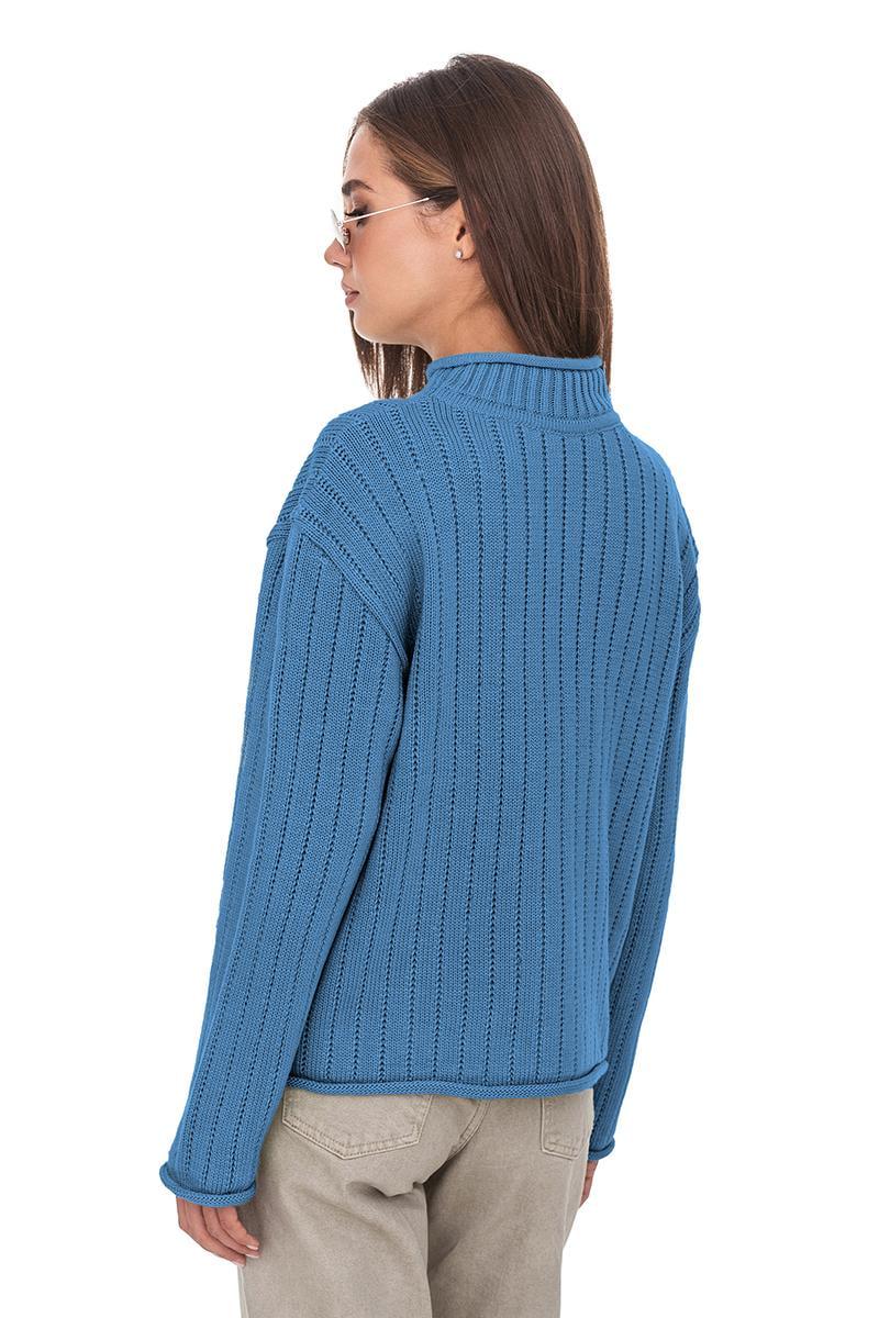 Джемпер с воротником-стойкой  SVTR р. 50-52 Джинсовый (557) - фото 4