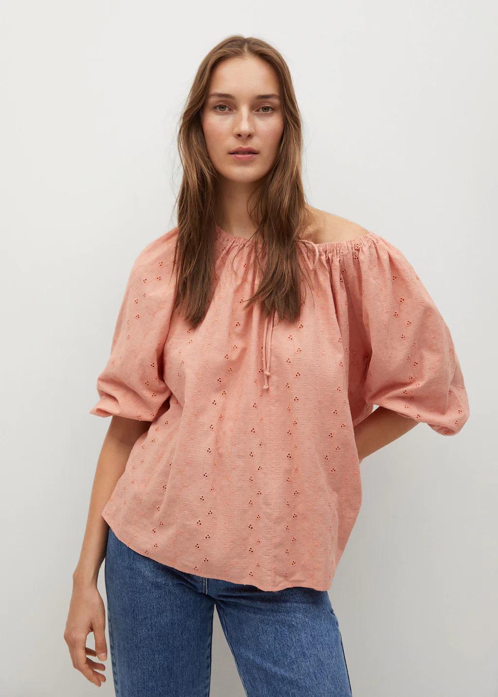 Блуза Mango M Пудровый