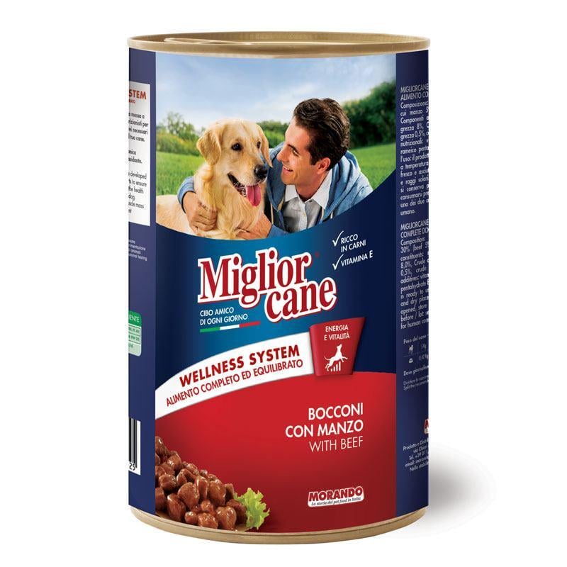 Корм влажный для собак Migliorcane с кусочками говядины 1250 г (1789933013)