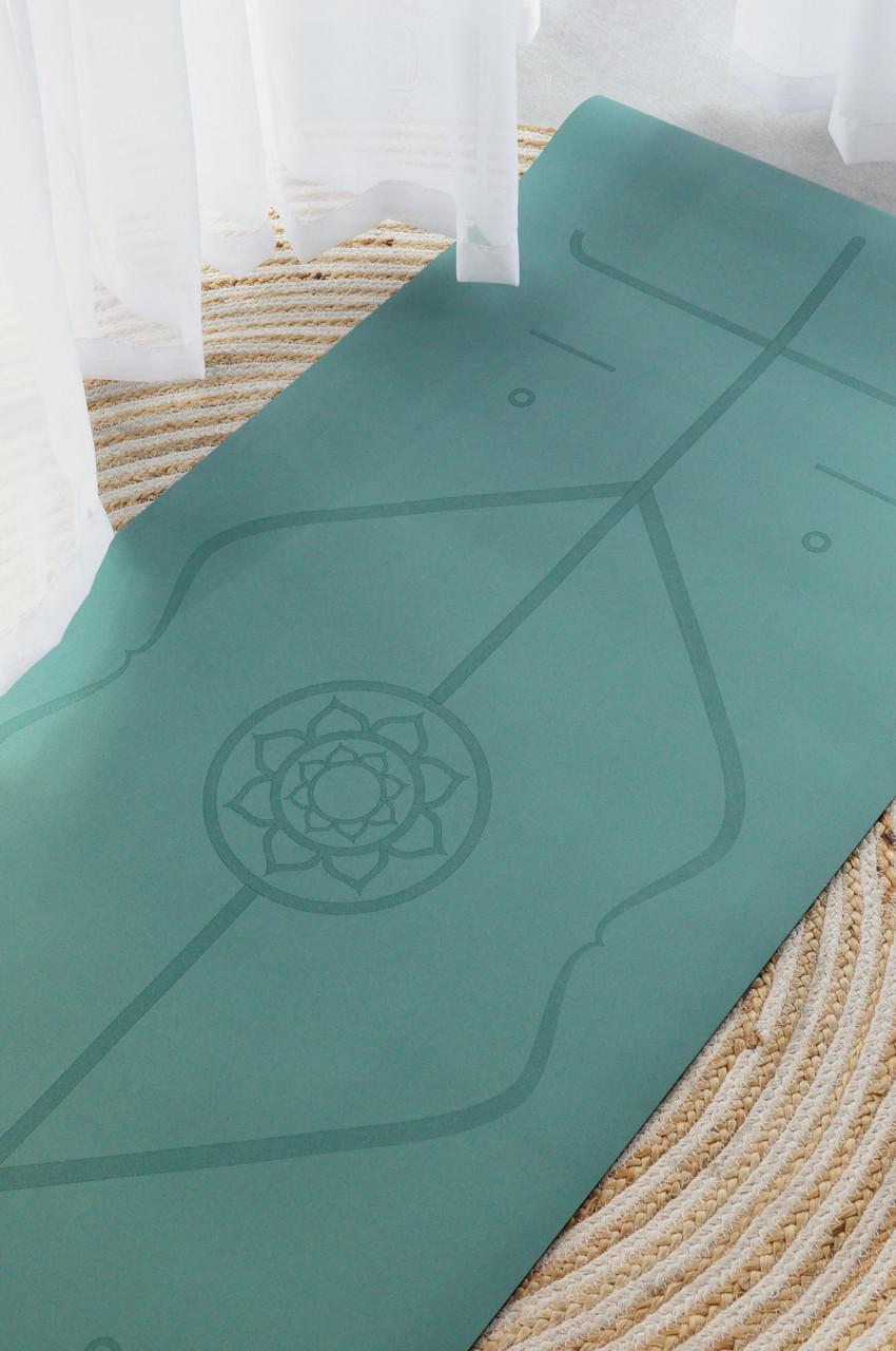 Коврик для йоги каучуковый Lita Pro PU/coconut Marking Yoga mat Зеленый 183х68х0,5 см (40-02-3) - фото 4