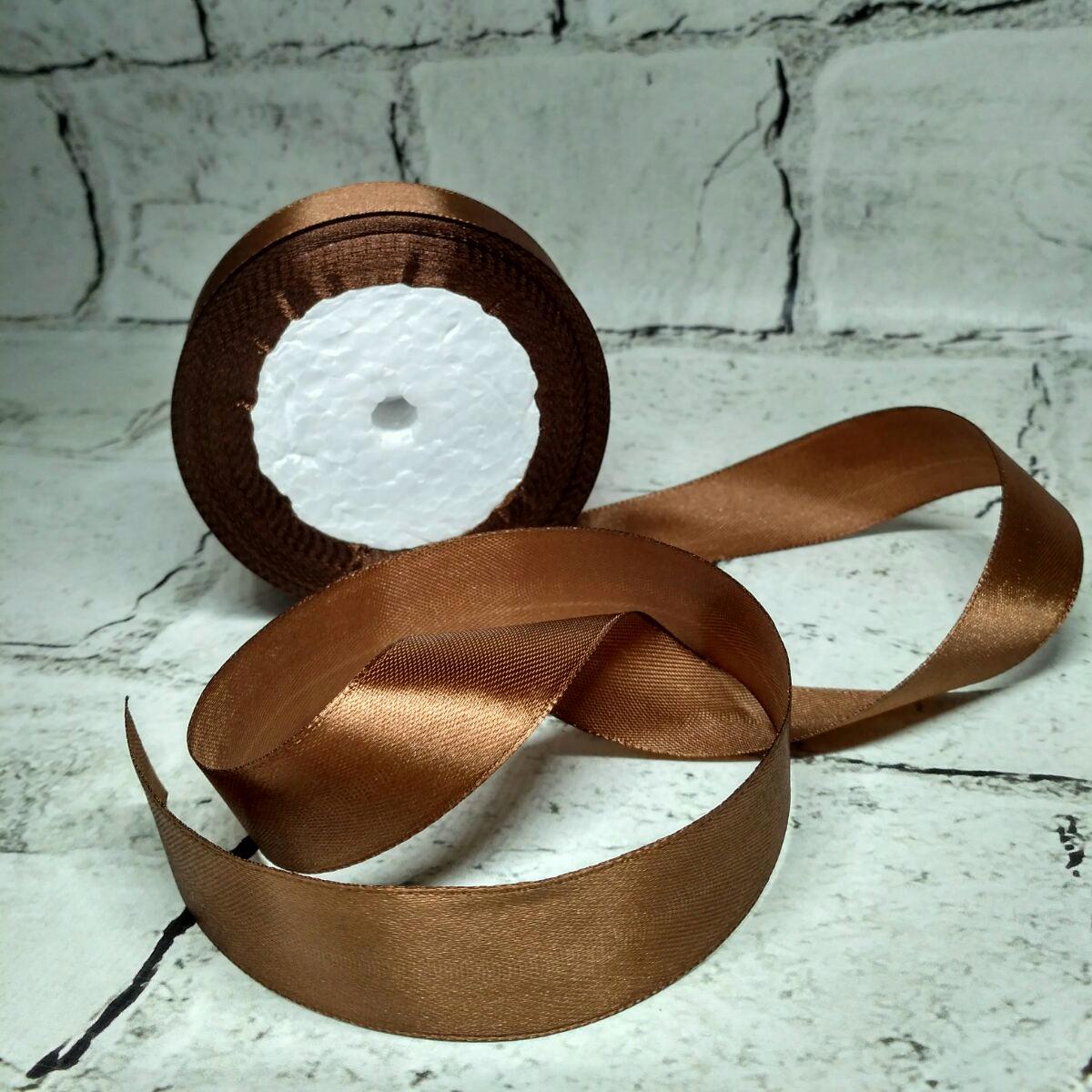 Стрічка атласна 2,5 см 23 м Шоколадний (5-1343)