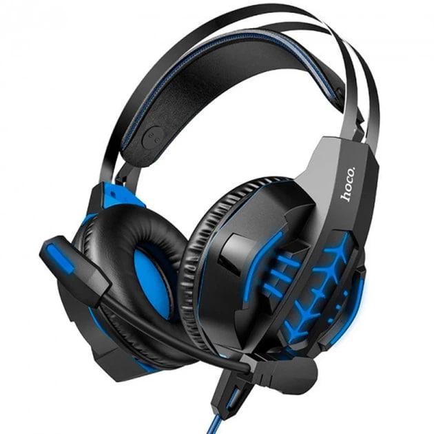 Наушники игровые проводные Hoco Gaming Cool Tour W102 с микрофоном и LED подсветкой Black-blue (c2ff2753)