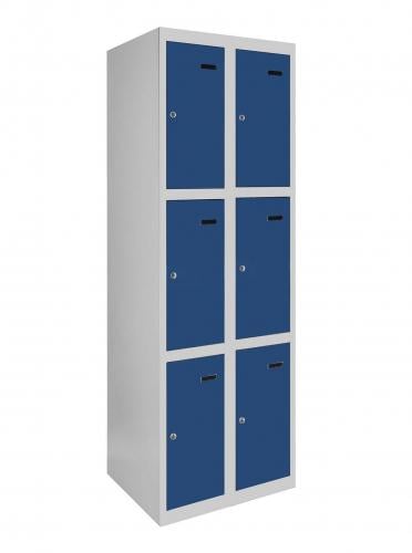 Шкаф металлический ячеечный ШКМ 3/40/2 трехуровневый RAL7035/RAL5005 180х80х50 см (7400203)