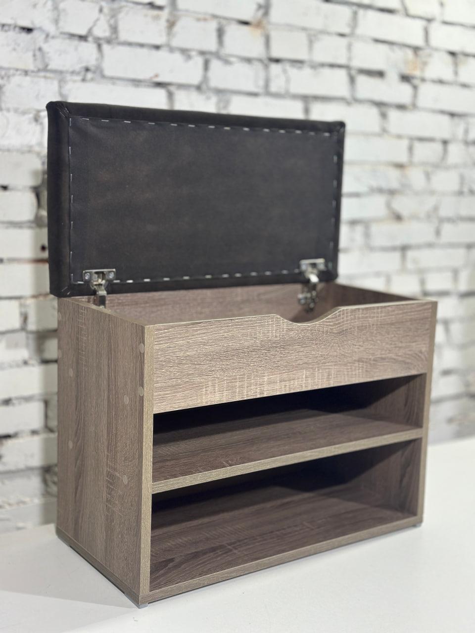 Тумба для обуви ДСП/ткань 30х80х45 см Сонома трюфель/Шоколад - фото 2 Тумба для обуви ДСП/ткань 30х80х45 см Сонома трюфель/Шоколад - фото 2