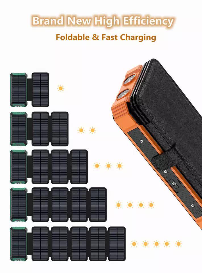 Павербанк із сонячною панеллю Wireless Solar Power Charger 6 Panel VHG WSC32-2 20000 mAh Brown - фото 2