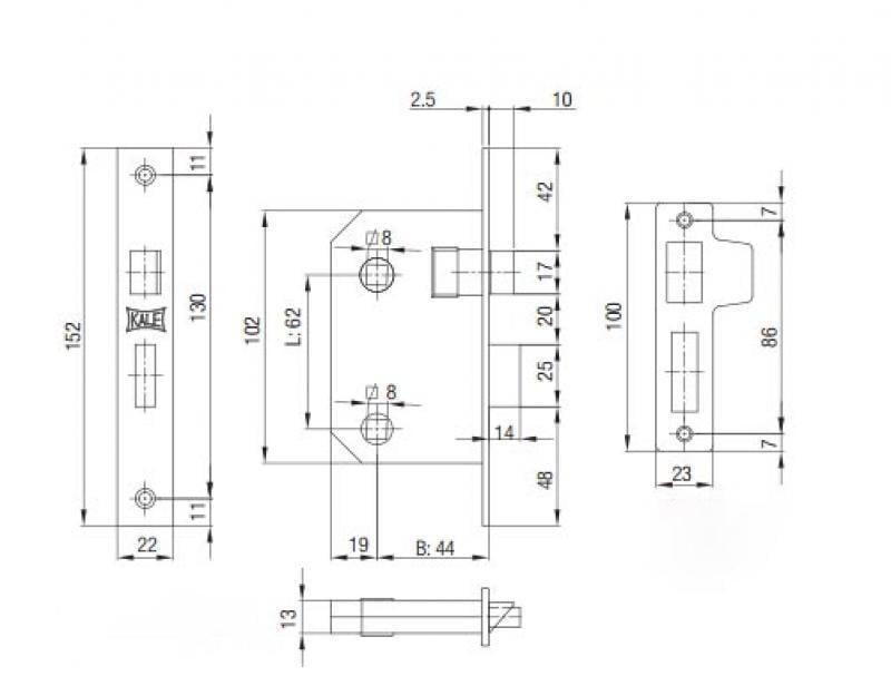 Замок врізний Kale Kilit 251WC 44 мм Хром - фото 2 Замок врізний Kale Kilit 251WC 44 мм Хром - фото 2
