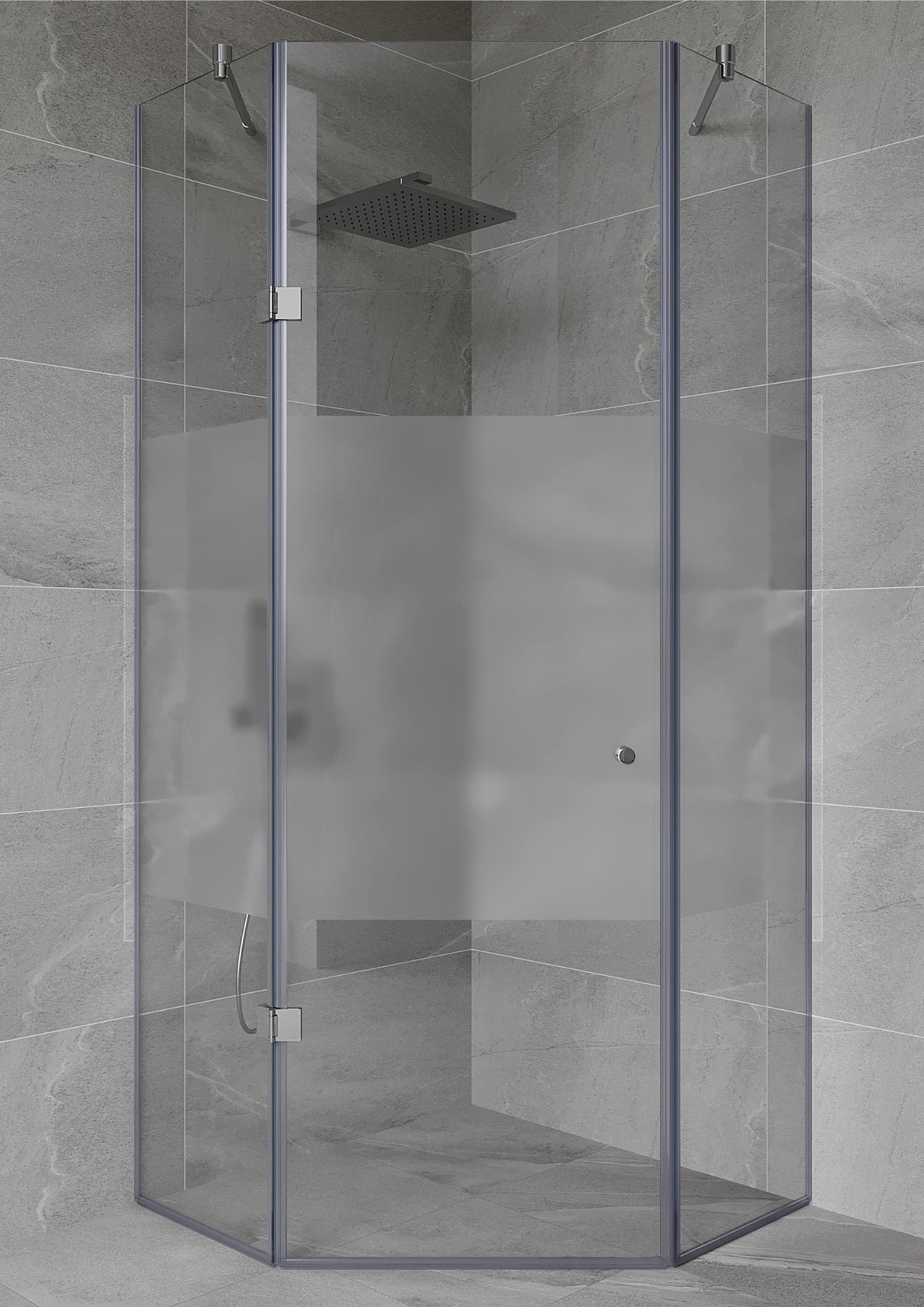 Душевая кабина пятиугольная трапеция Eva 80х80 см матовая интим зона без поддона стеклянная дверь 60 см душевой уголок 135°