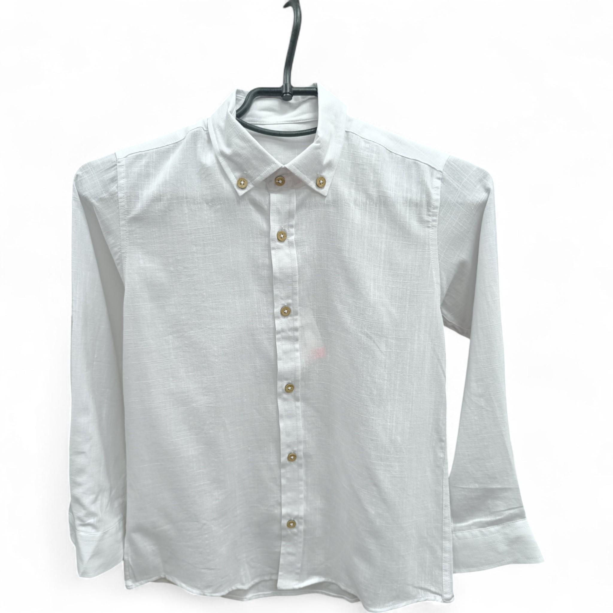 Сорочка для хлопчика Woorage 5469 лляна довгий рукав 122 см White (B_5469White/122)