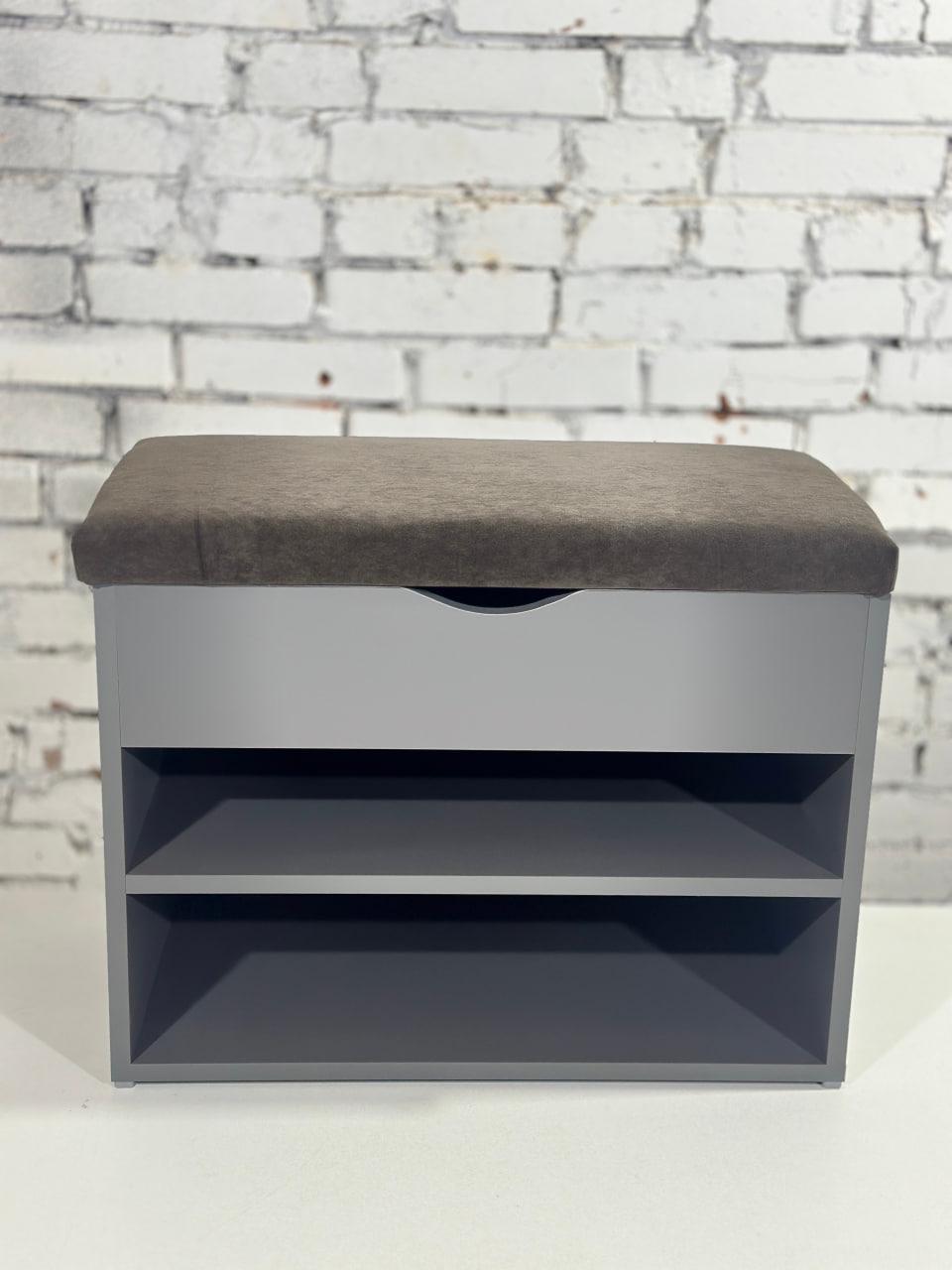 Тумба для взуття ДСП/тканина 30х80х45 см Графітовий/Шоколад - фото 2 Тумба для взуття ДСП/тканина 30х80х45 см Графітовий/Шоколад - фото 2
