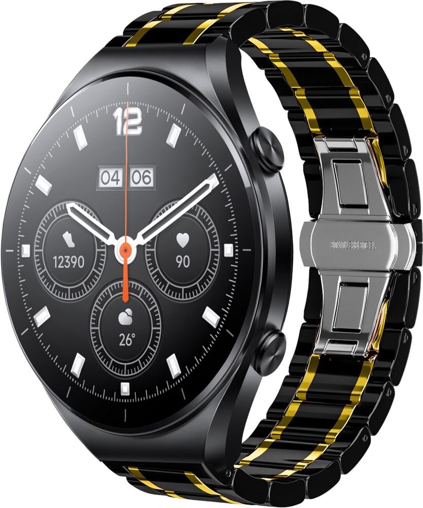 Ремешок керамический Ceramo для Xiaomi Watch S1 Acttive Black/Gold (28937-02)