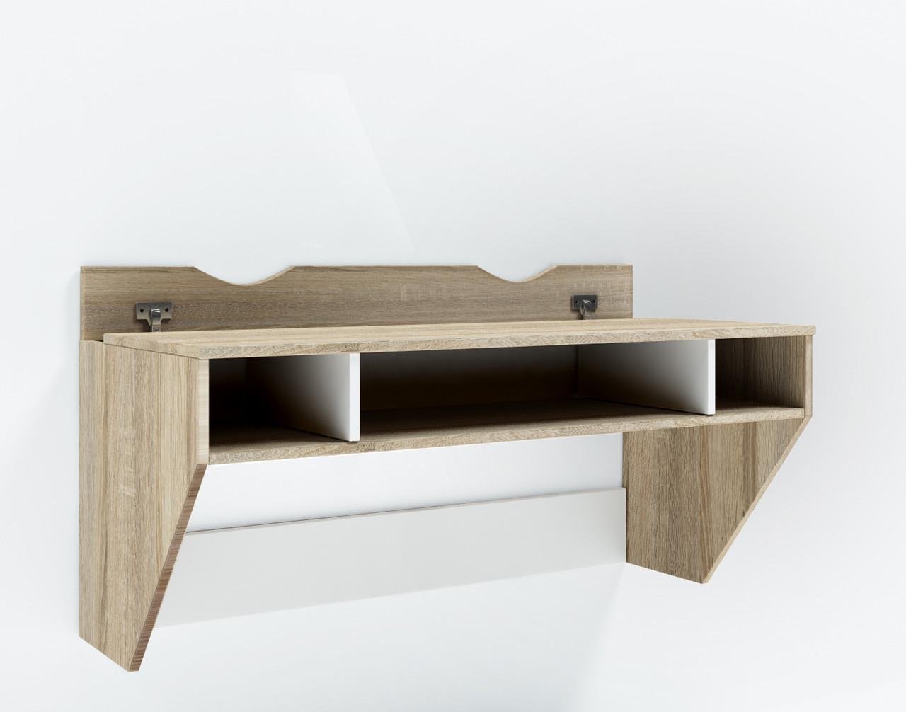 Стіл комп'ютерний навісний Zeus Comfy Home AirTable II SW Mini ламінована ДСП Дуб сонома/Білий (26929) - фото 1