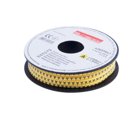 Маркер кабельний E.NEXT e.marker.stand.0.1.5.A символ A 1,5 мм2 1000 шт./рул. Жовтий (s2037041)