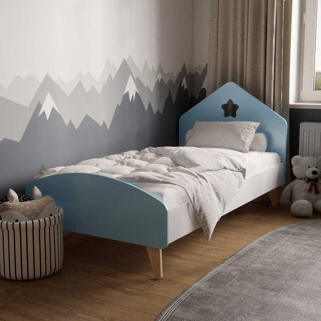 Ліжко дитяче Будиночок для дітей 3-10 років для хлопчиків 160х80 см Блакитний