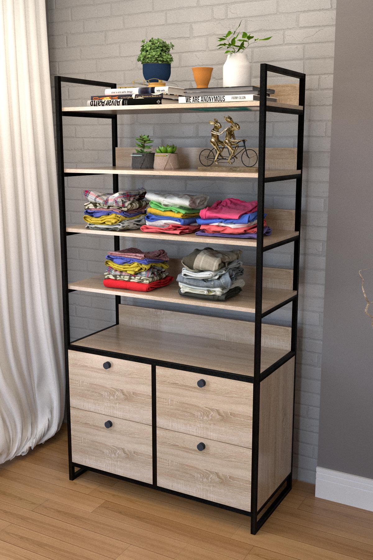 Стелаж-комод EcoLoft Рістра в стилі лофт (DSP-1301-6)