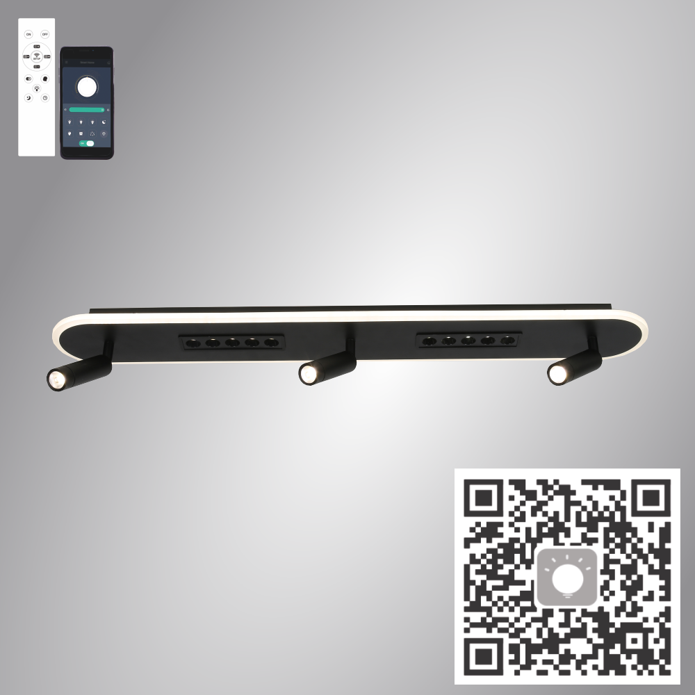 Люстра светодиодная ESLLSE SHEFFIELD 3LR с пультом 52/6 Вт 800х120 мм Черный (10212) - фото 4 Люстра светодиодная ESLLSE SHEFFIELD 3LR с пультом 52/6 Вт 800х120 мм Черный (10212) - фото 4