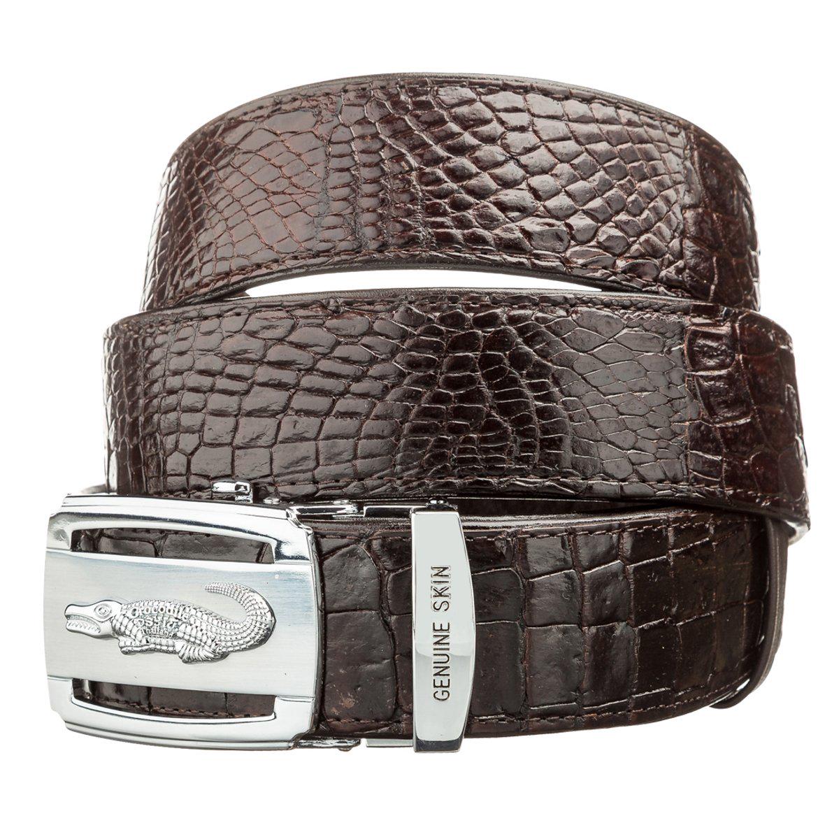 Ремень автомат Crocodile leather 18607 из натуральной кожи крокодила Коричневый