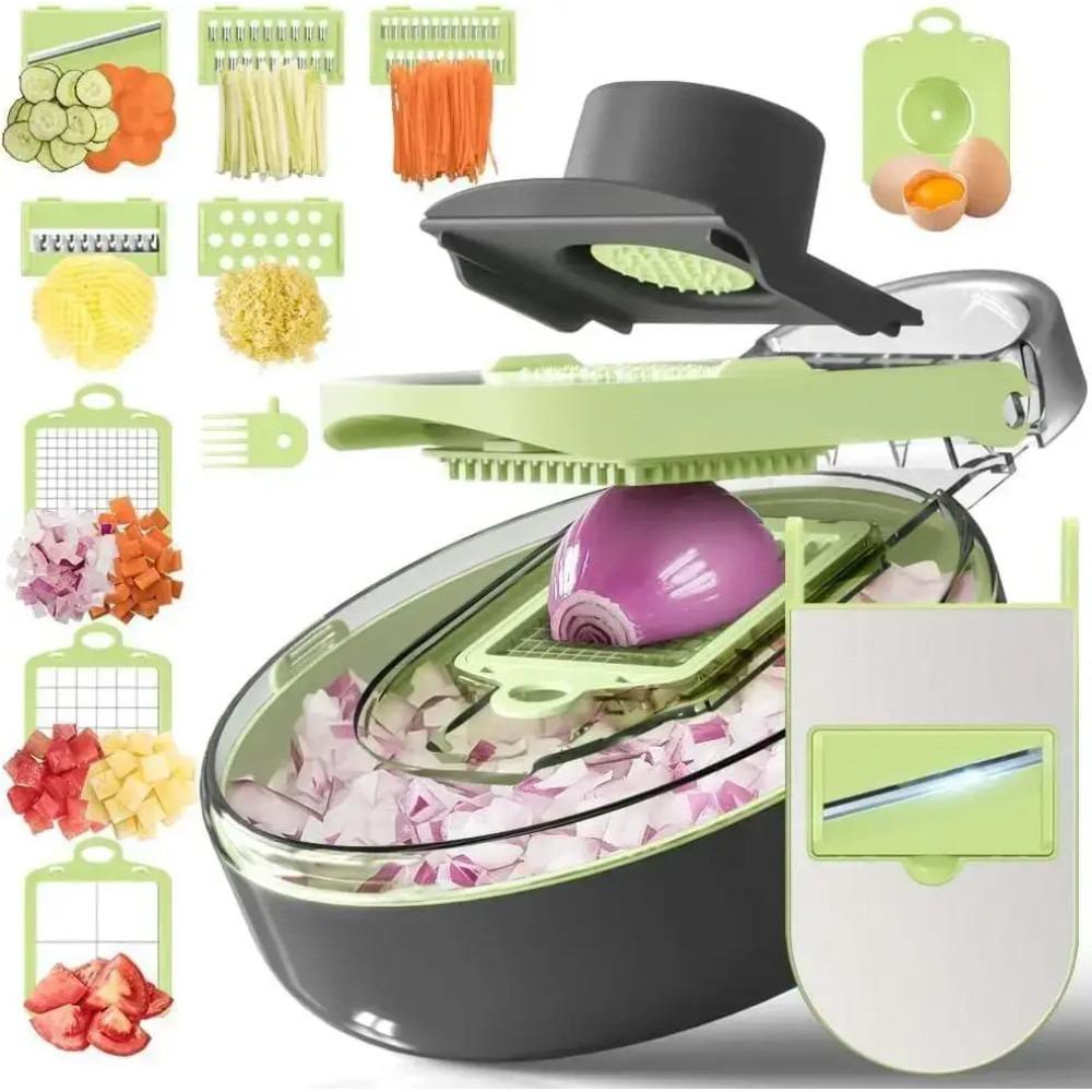 Овочерізкаслайсер 9в1 з кошиком-друшляком 8 насадок