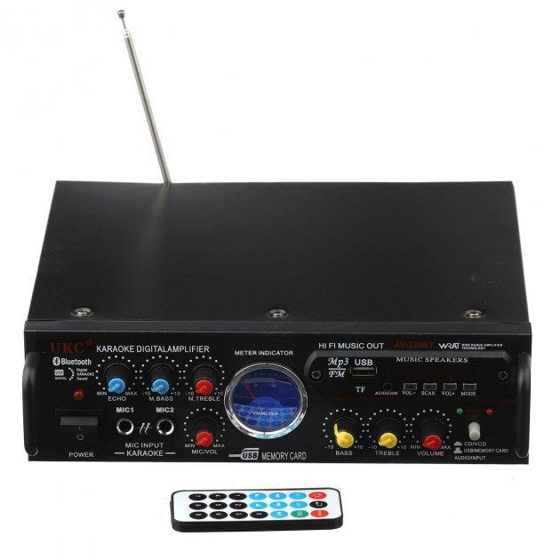 Усилитель звука AV-339BT с караоке + 2 микрофона с Bluetooth (1548334113)