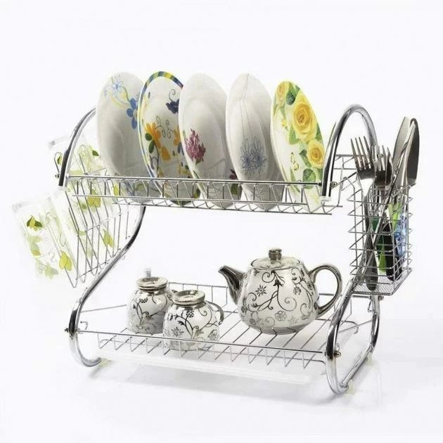 Сушилка для посуды Kitchen Storage Rack S-40 металлическая Silver - фото 1