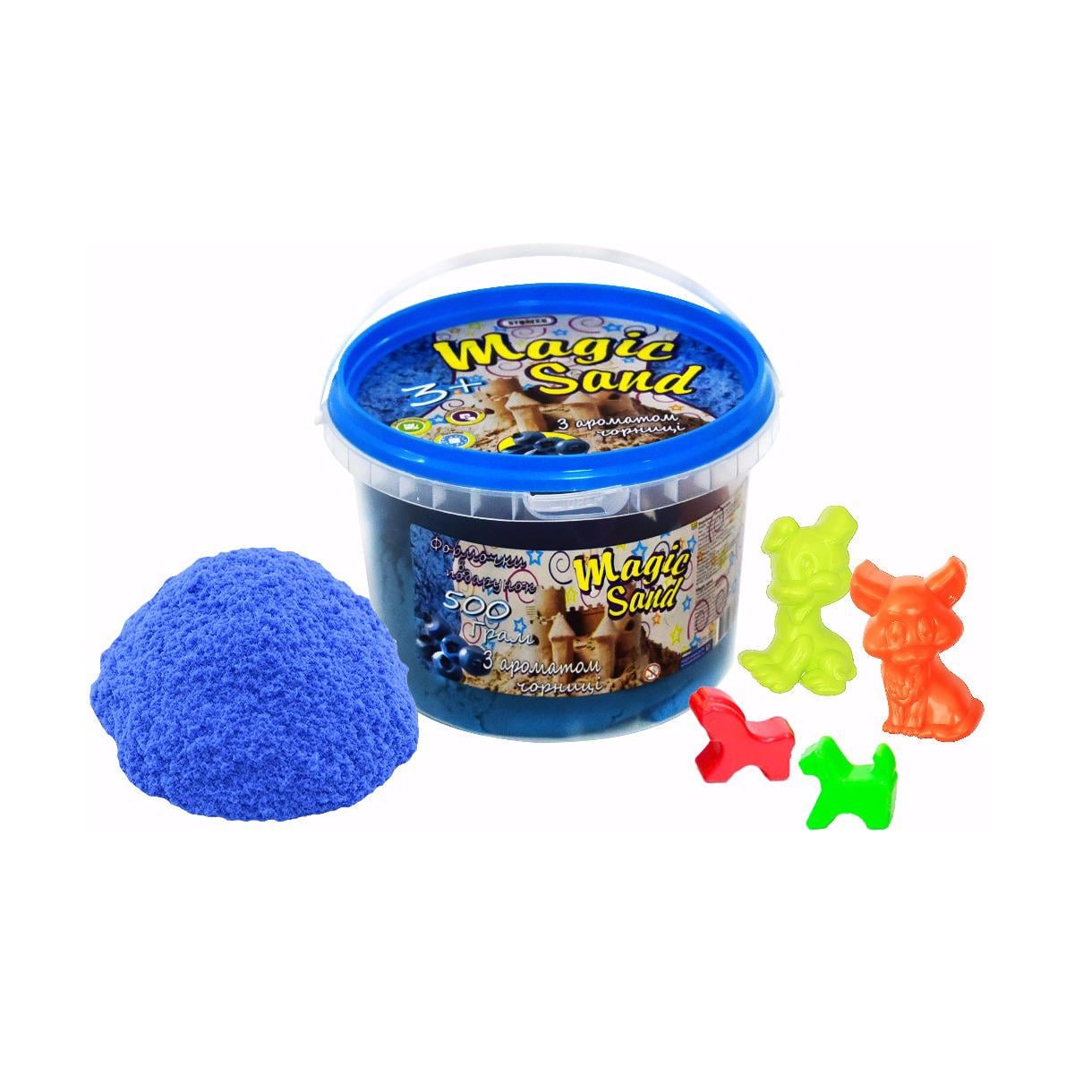 Кинетический песок Strateg Magic Sand 500 г с ароматом черники в ведре Голубой (371-10)