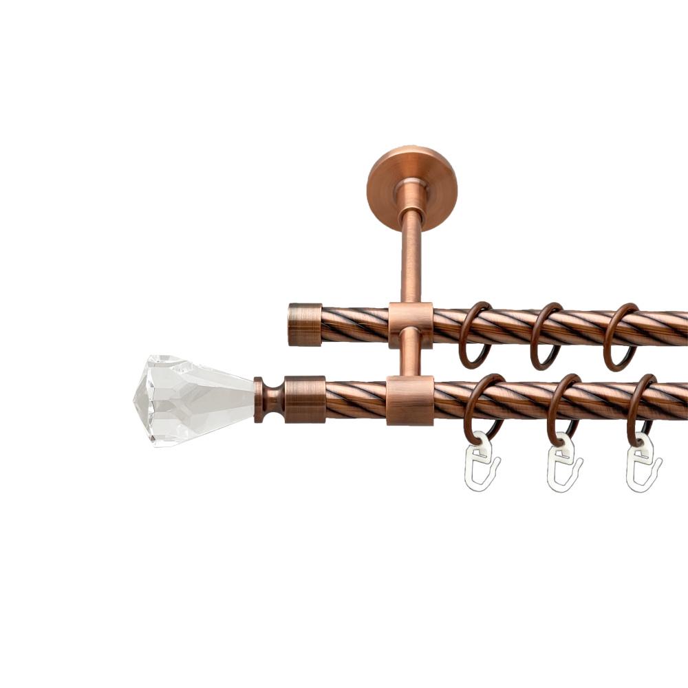 Карниз Orvit Лучетта металевий дворядний закритий скручена труба кільце металеве 16/16 мм 160 см Мідь (00-00025315)