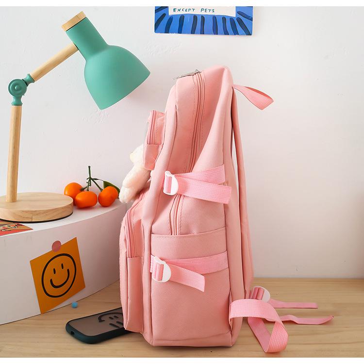 Шкільний рюкзак для дівчинки Ведмедик з значком-зайчик 4в1 5-11 клас Рожевий (27667913) - фото 8 Шкільний рюкзак для дівчинки Ведмедик з значком-зайчик 4в1 5-11 клас Рожевий (27667913) - фото 8