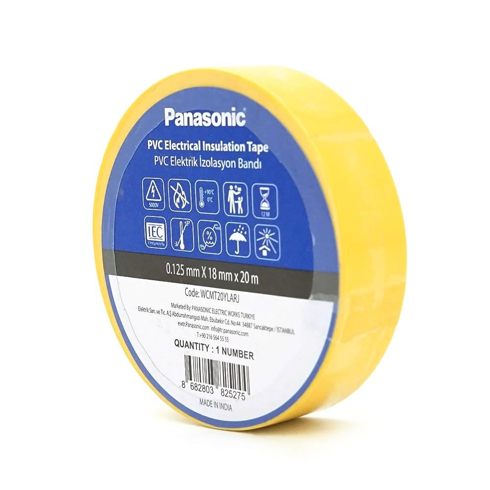 Ізострічка ПВХ PANASONIC діапазон робочих температур від 0 °С до + 90 °С вогнестійка 8 штук в упаковці 1 шт. 0,125х18х20 м Жовтий (39764)